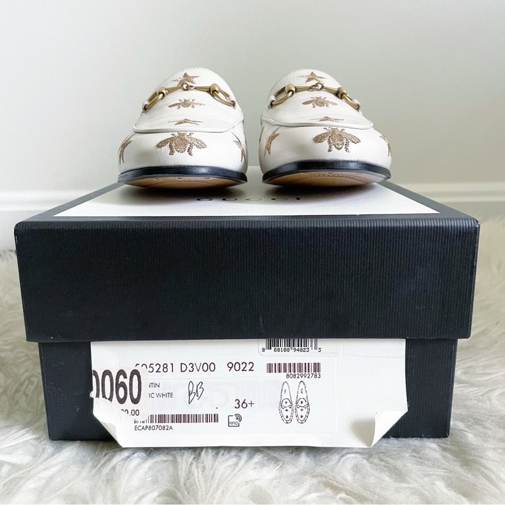 Gucci Bee Star Embroidered Leather Loafer White
Gold size 36.5 NEW - Picture 4 of 9